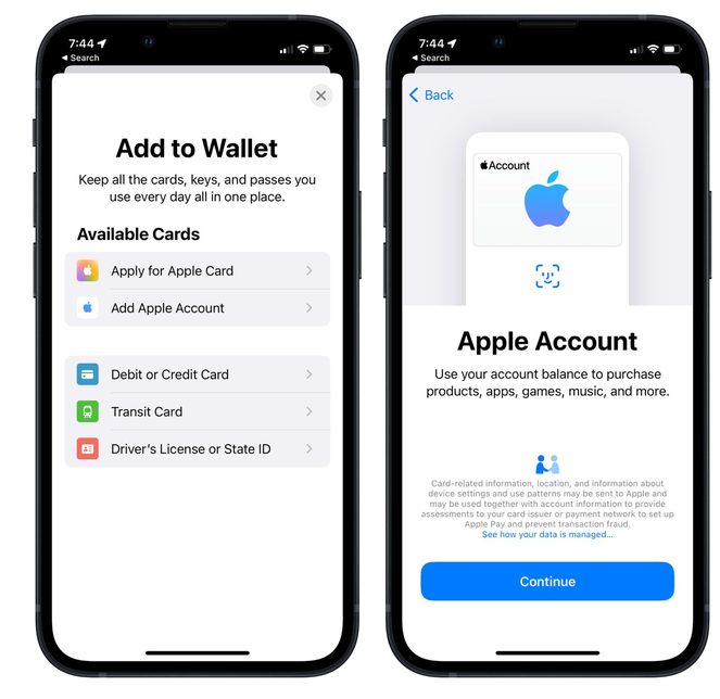 陆川苹果手机维修分享iOS 15.5钱包App如何添加 Apple 账户 